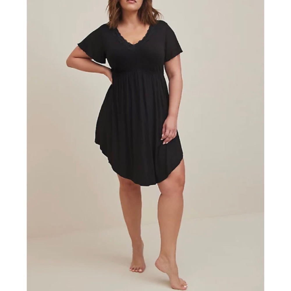 🆕 Black Super Soft Lace Trim Sleep Dress 3 3X 22 24 NWT Torrid New! Pyjama